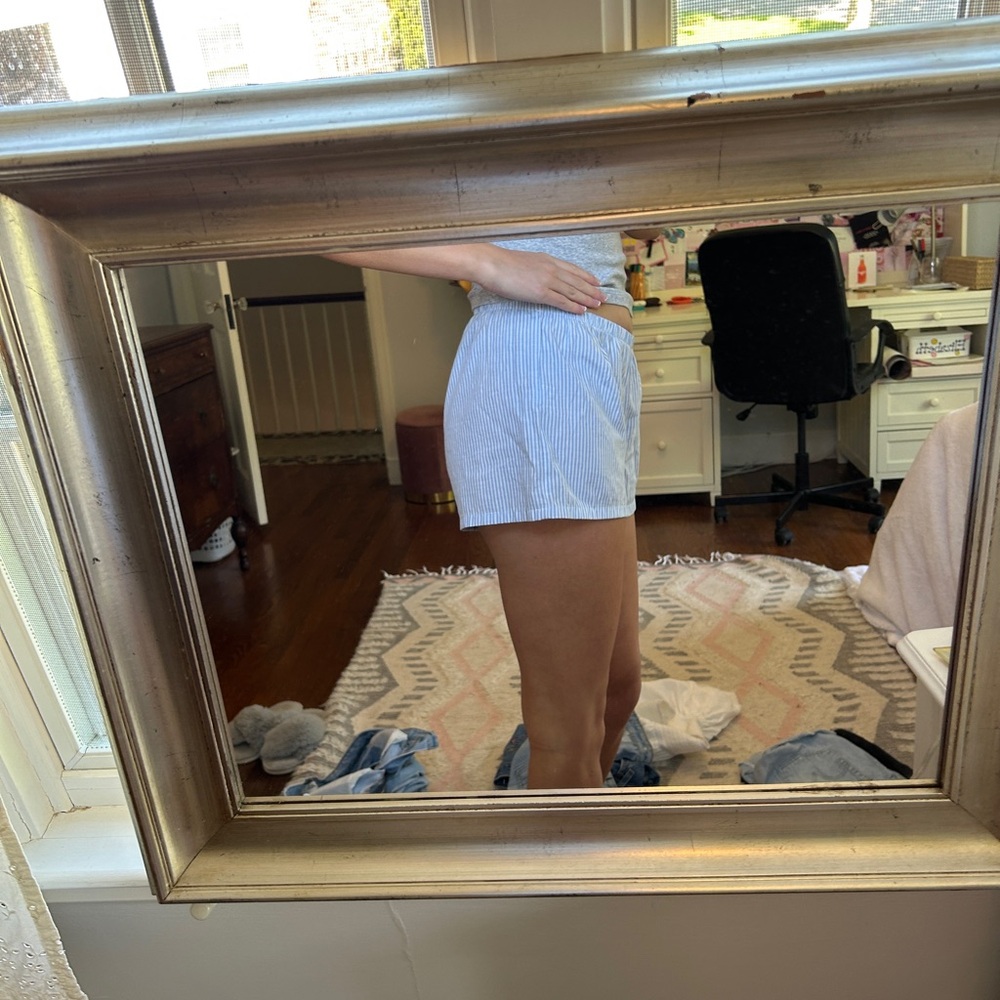 Striped Light Blue Cotton Shorts by Splendid - Picture 2 of 4